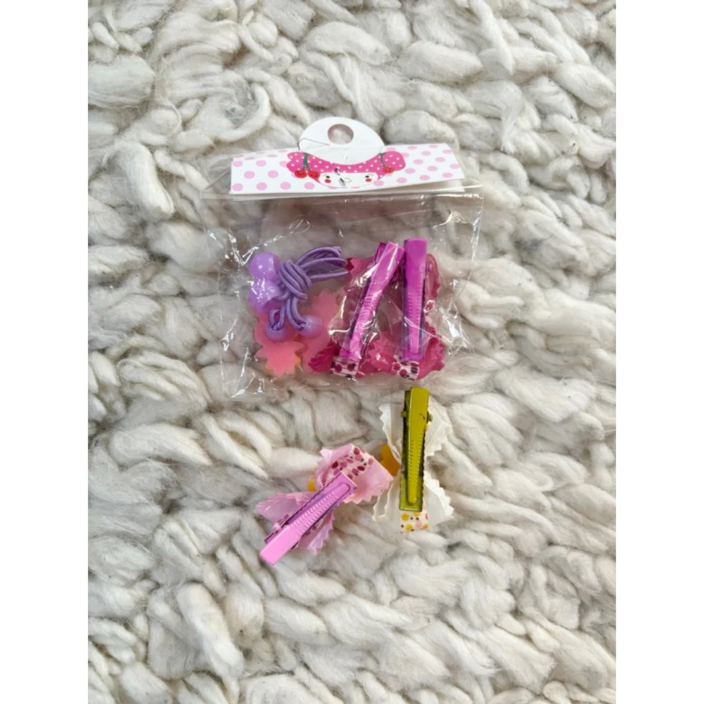 Girls Unbranded Hair Accessories Set Pink Yellow mini Bows Clips